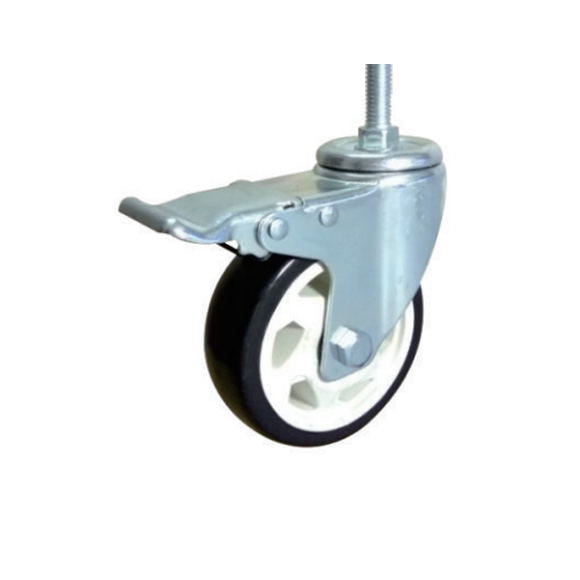 PVC黑色絲桿雙剎腳輪